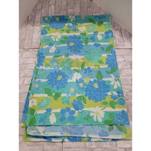 Cannon Vintage Twin Flat Sheet Floral 70s Blue Green‎ Clean